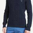 Load image into Gallery viewer, GANT - MEN'S COTTON CABLE CREW EVENING BLUE - Hobo Menswear