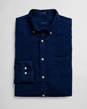 The Linen Shirt Regular Fit Navy - Gant - Hobo Menswear