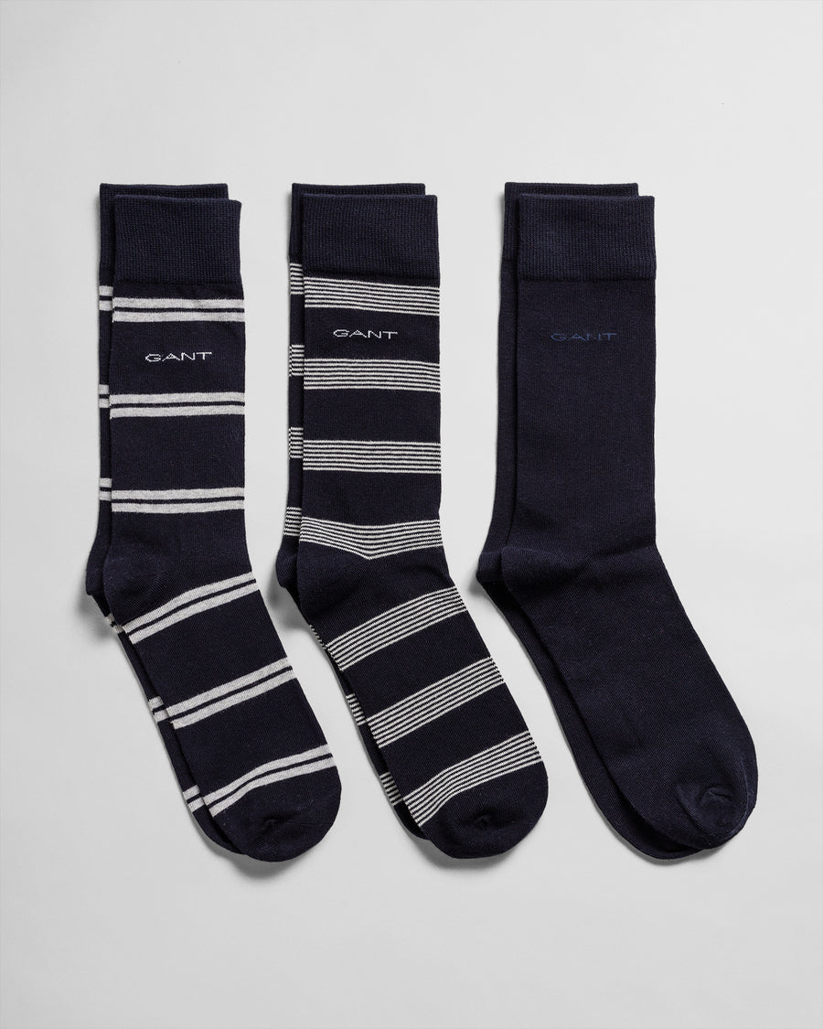 Light Grey Melange 3 Pack Mixed Socks - Gant - Hobo Menswear