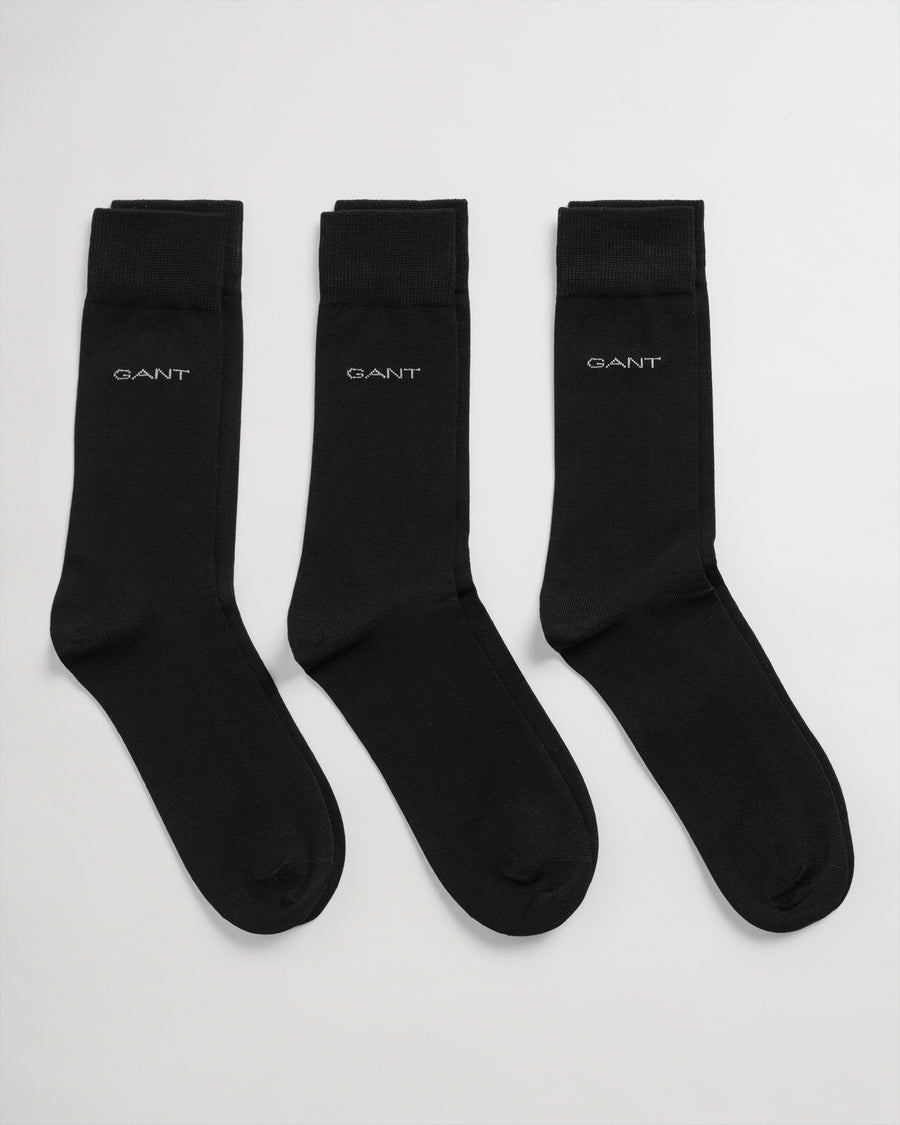 GANT 3-Pack Mercerized Cotton Socks Black - Hobo Menswear