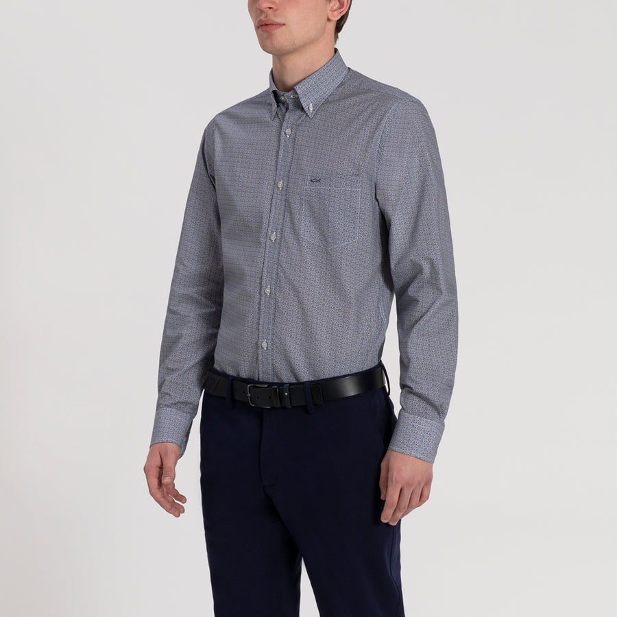 Luxury Long Sleeve Subtle Printed Shirt - Hobo Menswear