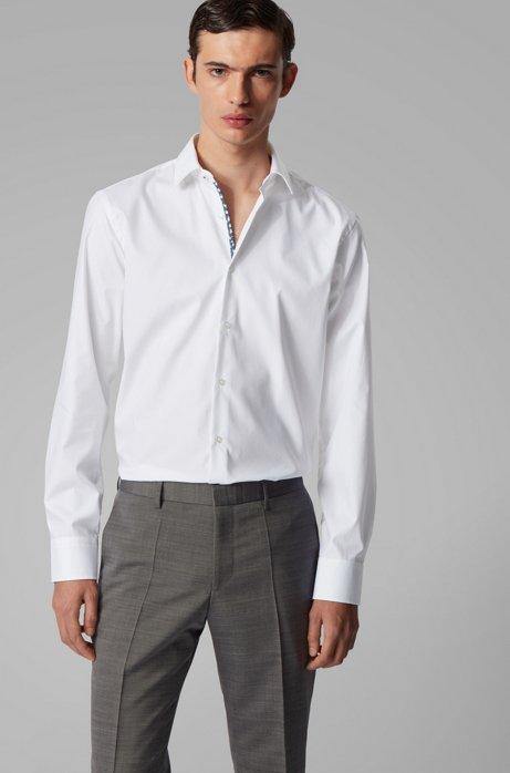 BOSS Gelson Regular-fit shirt in easy-iron Austrian white cotton - Hobo Menswear